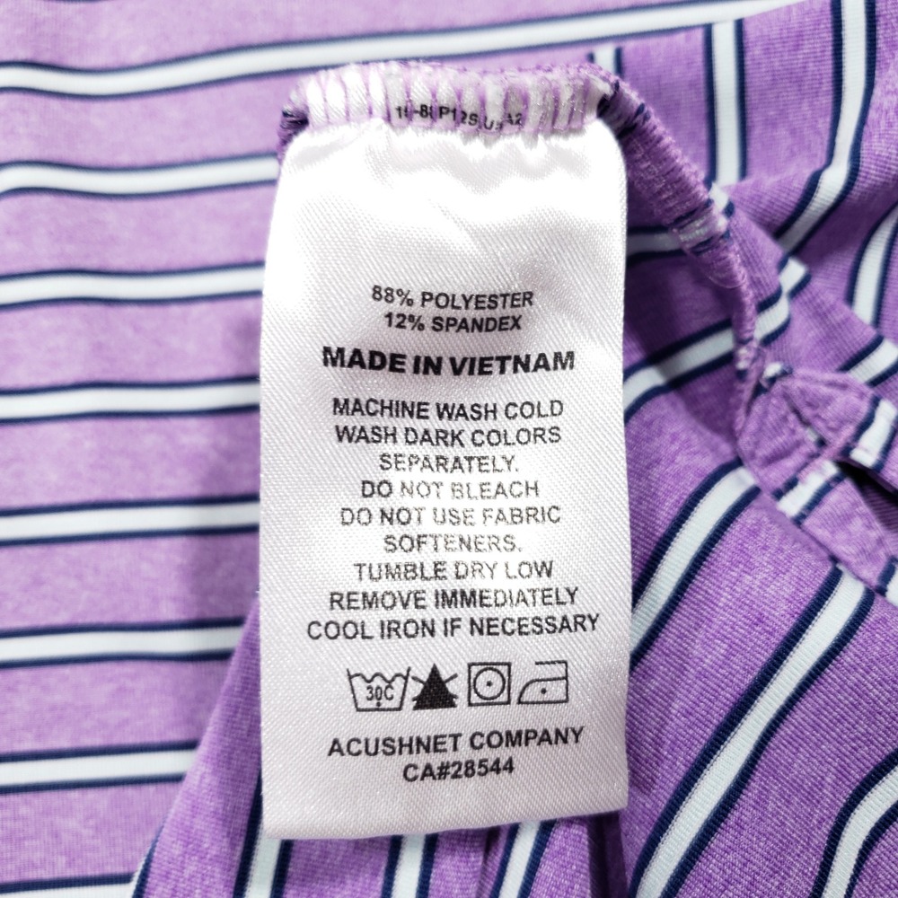 FootJoy Polo Shirt Mens Medium Purple Striped Lisle Austin‎ Country Club Golf - Picture 8 of 9